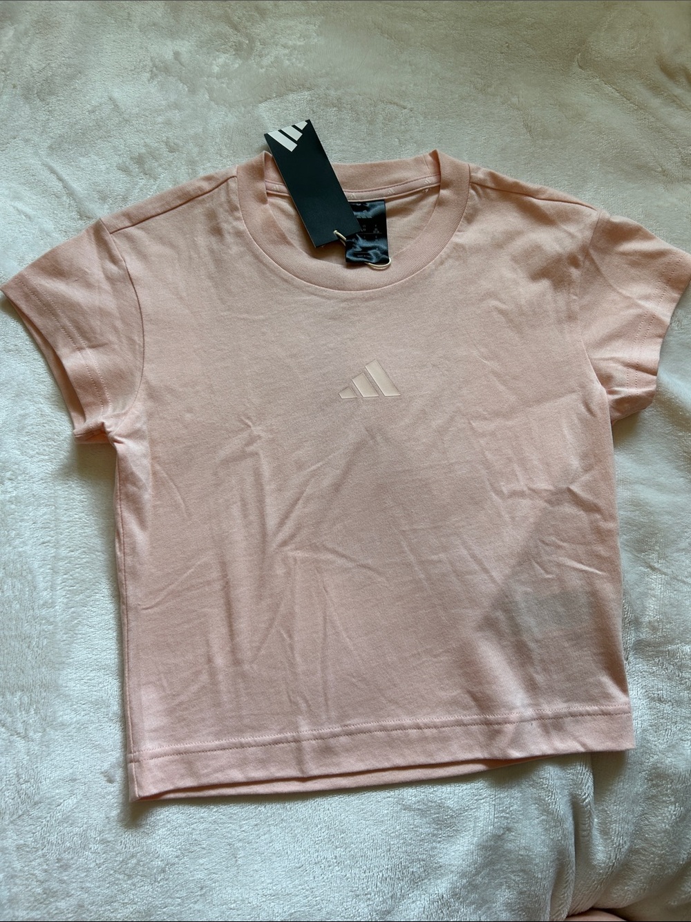 adidas Light Pink Short Sleeve Logo Tee